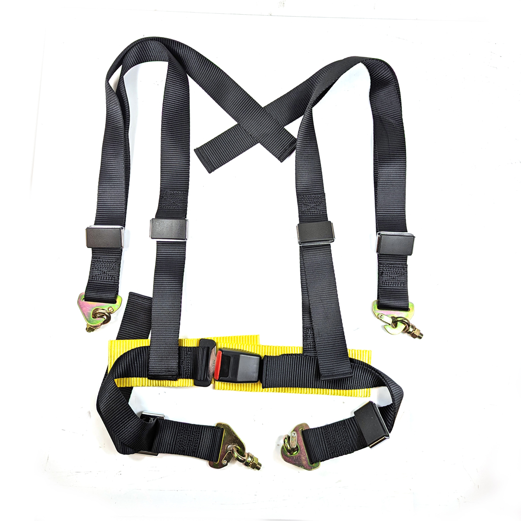 CLUBMAN 4 POINT HARNESS WITH SNAP HOOK  - BLACK / PG-RB-304(4P)BK